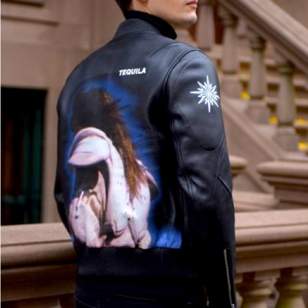 Bomber leather jacket, unisex.